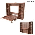 thumbnail image 5 of Euroco Wood Queen Size Murphy Bed with Desk and Shelves, Space-Saving Wall Bed for Bedroom, Dark Brown, 5 of 10