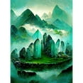 thumbnail image 1 of Mystical New Age Crystal Jade Green Landscape Painting Large Wall Art Poster Print Thick Paper 18X24 Inch, 1 of 4