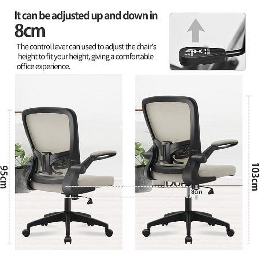 CoolHut Office Chair, Ergonomic Desk Chair with Adjustable Lumbar Support  and Flip up Arms, Grey