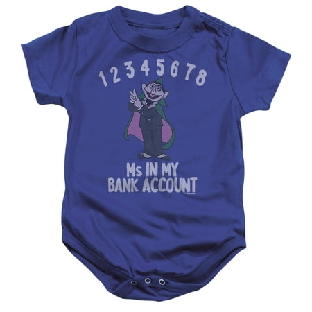 Sesame Street Count My Bank Account Unisex Infant Snap Suit for Baby, Royal, Small