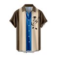 thumbnail image 1 of Camisas Negras Para Hombre Camisa de manga corta con cuello vuelto y estampado de música holgada informal hawaiana de verano para hombre (Blue, XXL), 1 of 4