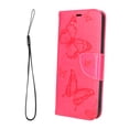 thumbnail image 3 of Funda tipo cartera para iPhone 12 Pro de piel sintética con tapa y ranura para tarjeta de crédito, color rojo rosa, 3 of 5