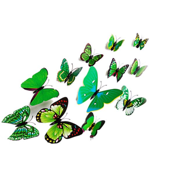 12pcs / Set PVC 3D Forme de Papillon Stickers Muraux Stickers Réfrigérateur TV Fond Décoration de la Maison Bricolage Enfants Chambre Sticker Mural