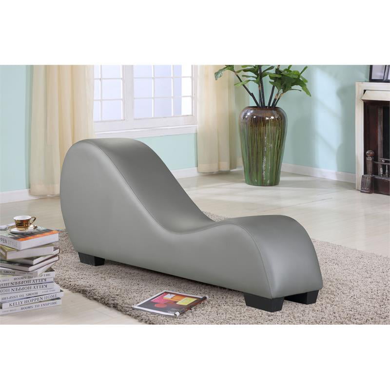 Kingway Furniture Faux Leather Deluxe Curved Relaxing Yoga Chaise in Brown