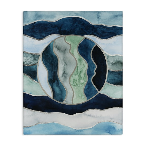 Stupell Industries Rotated Circle on Waves Abstract Painting Wrapped Canvas Art Print Wall Art, 16 x 20