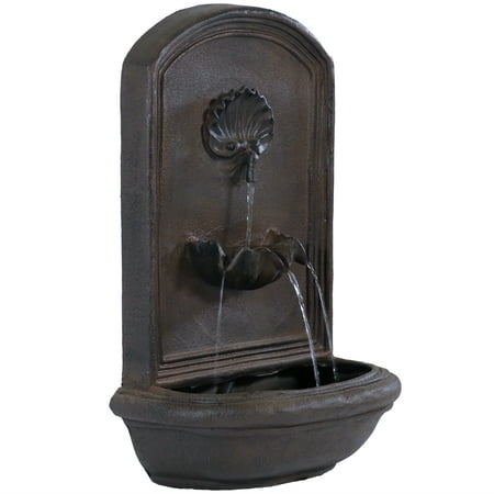 Sunnydaze 27 H Solar Only Polystone Seaside Outdoor Wall-Mount Water Fountain Iron Finish