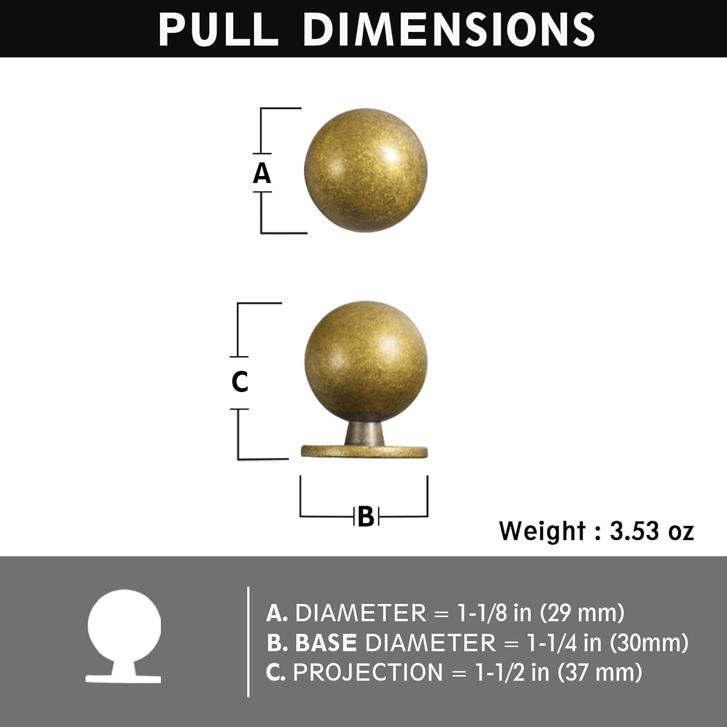 Goo-Ki 12 Pack 1.2"Diameter Vintage Antique Brass Zinc Alloy Cabinet Knobs Cabinet Handles Hardware for Bedroom, Kitchen
