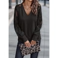 thumbnail image 4 of Womens Long Sleeve Shirts V-Neck Lace Tops Business Casual Blouses Tee Trendy Fall Fashion Outfits Clothes Black XL, 4 of 7