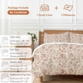thumbnail image 6 of 3 Piece Brown Flowers Duvet Cover Set Twin Size, Microfiber Comforter/Quilt Cover with Corner Ties and 2 Pillowcases, Vintage Farmhouse Floral Leaves Vines All Season Soft Bedding with Zipper Closure, 6 of 8