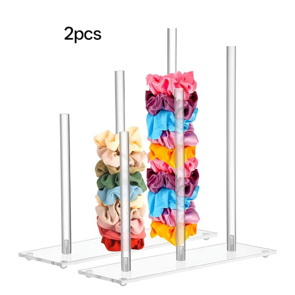 LAMIRO 2pcs Scrunchie Holders Hair Tie Organizer Clear Hair Accessories Holder Stands Bracelet Stands