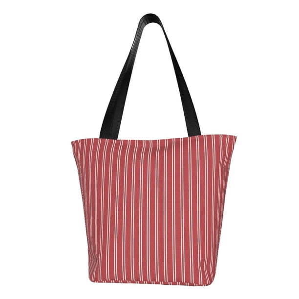 Balery Stripes Red White Bolsa de Hombro con Diseño, Bolsa Grande y Duradera, Bolsa Versátil para Compras