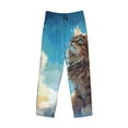 thumbnail image 2 of Vsdgher Blue Sky Winged Cat Print Mens Pajama Pants Sleep & Lounge Pants, PJ Bottoms With elastic waistb and Pockets, 2 of 5
