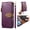 Purple, variant on For iPhone 14 Wallet Phone Case,PU Leather Flip Fold Kickstand,With Wrist Strap+Shoulder Strap,Card Holder,Zipper Pocket,Leaf Design Magnetic Closure Shockproof Durable Phone Case,Black