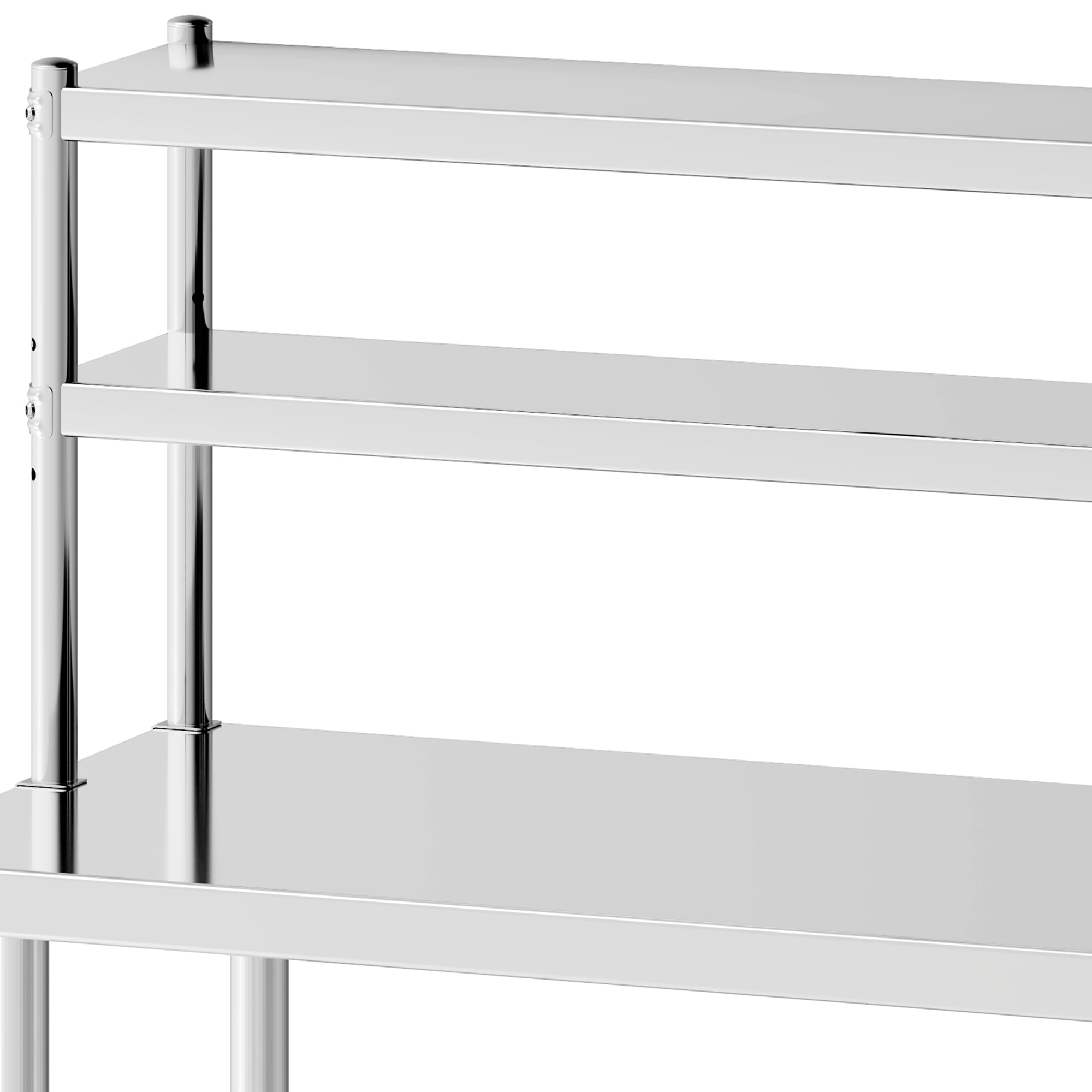 Uforic 42" x 24" Stainless Steel Prep Table with Adjustable Overshelf, Hooks, Heavy-Duty Metal Workbench for Commercial Kitchen Storage Shelves and Restaurants