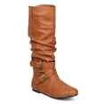 thumbnail image 1 of Wild Diva DA07 Women Leatherette Calf High Strappy Slouch Flat Riding Boot, 1 of 5