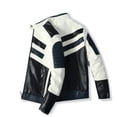 thumbnail image 5 of Men's Motorcycle Leather Jacket Spring & Fall New Style Stand Collar Coat Winter Warm Riding Gear Trendy Outerwear, 5 of 7