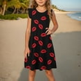 thumbnail image 2 of Fesfesfes Toddler Girls Sleeveless Round-Neck Dress Summer Ruffle Sleeve Dress Sundress for Relaxed and Stylish Wear 4-14 Years A Line Dresses(Black#1,11 Years), 2 of 8