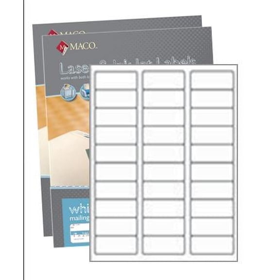 Maco White All-Purpose Labels 1 X 2-5/8, 3000 /Box - 2 Boxes (6000 Total Labels)