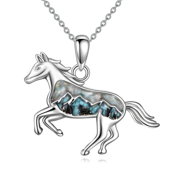 Women's Horse Necklace Sterling Silver Horse Pendant Jewelry Gift for Women 18 2 Inches