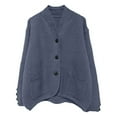 thumbnail image 4 of Ediodpoh Solid Color Cardigan for Women with Two Pockets Stand Collar Loose Knit Sweater Open Front Coat for Autumn Winter Grey, 4 of 4