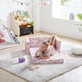 thumbnail image 2 of Ulax Furniture Convertible 2-in-1 Flip Open Kids Loveseat/ Couch/ Sleeper Sofa (Pink Unicorn), 2 of 10