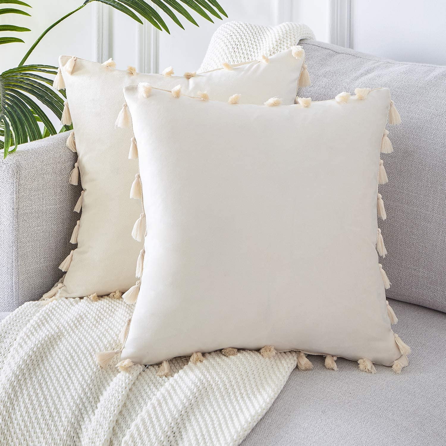Topfinel Boho Decorative Throw Pillow Covers with Tassels