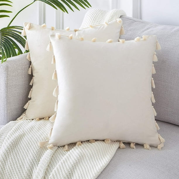Topfinel Boho Decorative Throw Pillow Covers with Tassels for Couch Bed
