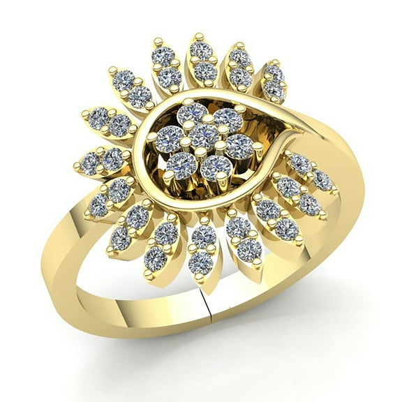 1ct Round Not Enhanced Ladies Bridal Flower Anniversary Engagement Ring Solid 10K Rose, White or Yellow Gold GH I1-I2