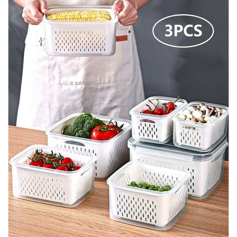  Fruit Storage Containers for Fridge 3 Pack Vegetable