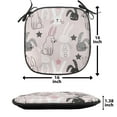 thumbnail image 5 of Easter Bunny Chair Seating Cushion, Cartoon Bunnies Hand Drawn Themed Stars, Soft Seat Pads for Office with Anti-slip Backing, 16"x16", Rose Charcoal Grey, by Ambesonne, 5 of 7