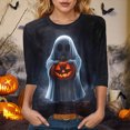 thumbnail image 2 of Godom Halloween T Shirts for Womens 3/4 Sleeve Shirt Crewneck Basic Tees Soft Loose Fit Fall Outfits Fashion Tops 2025, 2 of 6