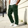 thumbnail image 2 of Husipze Mens Cargo Sweatpants Straight Leg Fleece Joggers Pants Elastic Drawstring Casual Loose Work Pants with Multiple Pockets Green 3XL, 2 of 10