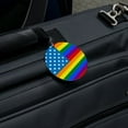 thumbnail image 5 of Gay Pride American Flag Rainbow Round Luggage ID Tag Card Suitcase Carry-On, 5 of 7