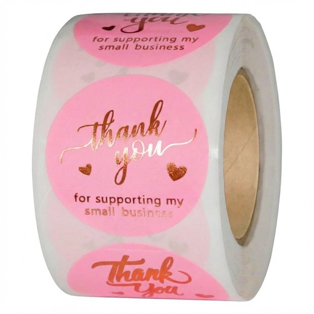 Pegatinas IBAKE Thank You, 1.5 pulgadas, color rosa/oro rosa, 500 unidades