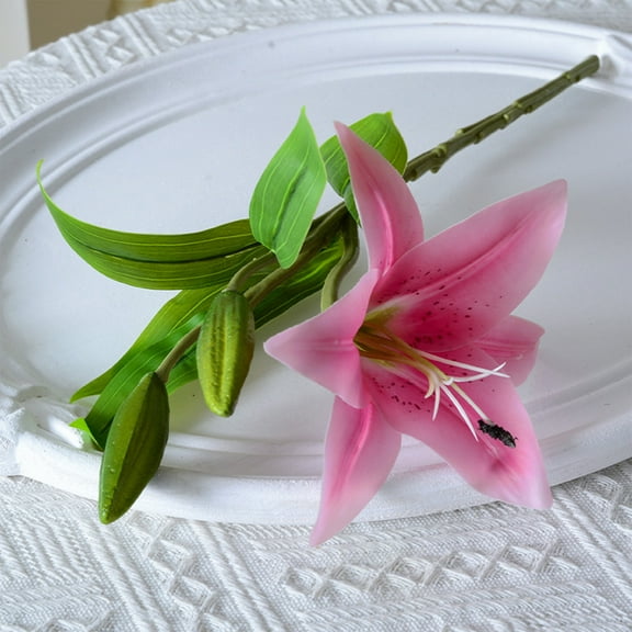 Faux Lilies, Artificial Flowers, White Yellow Pink Plastic Simulated Lilies for Home Decor, Waterproof Fade Resistant