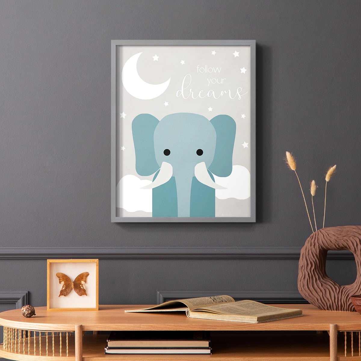 Dreams Elephant in Paper Solid Wood 8 x 10 Framed Print