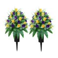 thumbnail image 1 of Flores artificiales de cementerio LVXINLI con jarrón de 47 cm, 2 paquetes, 1 of 7