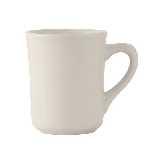 Tuxton China TRE-017 Tiara Mug, 8 oz., 3" dia. x 3-7/8"H, microwave & dishwasher safe, oven proof, fully vitrified, ceramic, TuxCare, Healthcare, Reno/Nevada, American White/Eggshell, Case of 36