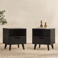 thumbnail image 2 of Walker Edison Mid-Century Modern 1-Drawer Angle-Leg Nightstand, 2 Pack, Black, 2 of 8