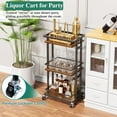 thumbnail image 6 of 3-Tier Liquor Cabinet with Wine Rack, Mini Bar Cart for Home, Small Liquor Bar for Alcohol, Rolling Kitchen Serving Cart on Wheels, Wine Drink Cart for Party, Bar Stand for Small Space, 6 of 7