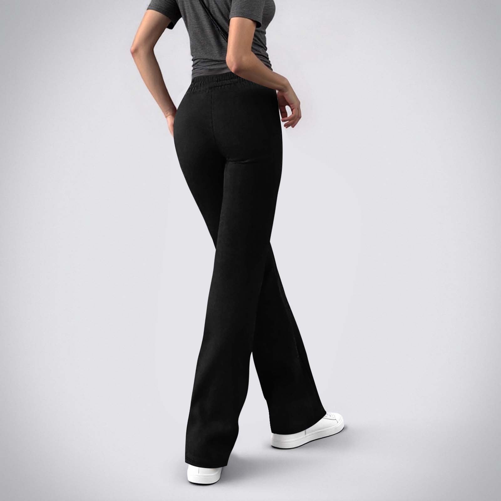 thumbnail image 2 of Womens Pants Elastic Waist Drawstring Side Pocket Straight Leg Cargo Sweatpants Black L 2 of 12