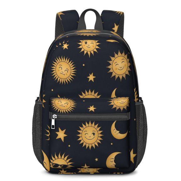 Sun and Moon Gothic Pattern 17" School Backpacks for Teens,Waterproof Oxford Fabric,S-Shape Padded Straps for School,Travel,Hiking,Camping