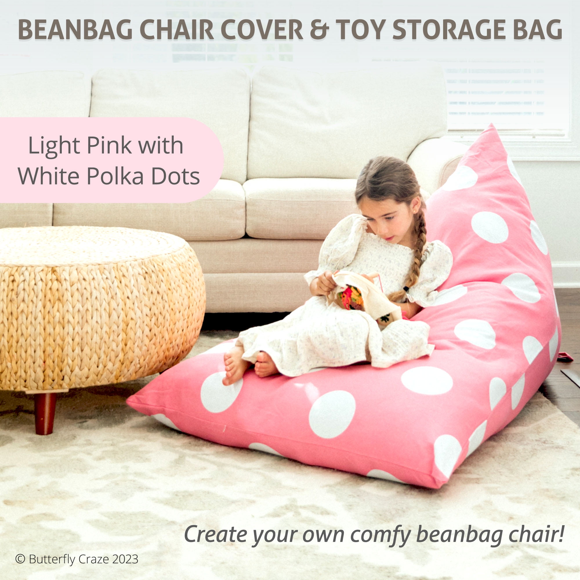 Butterfly Craze Bean Bag Chair Cover Functional Toddler Toy