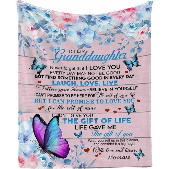 LHSHID Personalized Lover Name Message Text Blanket to My Granddaughter from Grandma and Grandpa I Can Promise to Love You for The Rest of Mine Custom Hug Blanket Bed Throws