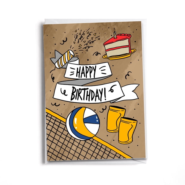 Tarjeta de felicitación inspirada en la suela de feliz cumpleaños de un jugador de voleibol
