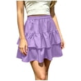thumbnail image 6 of Hduncf Flowy Skirt Dress for Women Boho Ruffled Tiered Skorts Casual High Waist Mini Skirts Tennis Golf Comfy Skirts Fashion Purple S, 6 of 6
