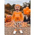 thumbnail image 3 of RUINIXCW Newborm Baby Boy My First Halloween Outfit Infant Baby Boys Fall Winter Clothes Pumpkin Embroidery Long Sleeve Romper and Pants Hat Set, 3 of 9