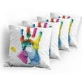 thumbnail image 5 of Ambesonne Watercolor Throw Pillow Cover 4 Pack, Colored Human Hand, 16", Multicolor, 5 of 7