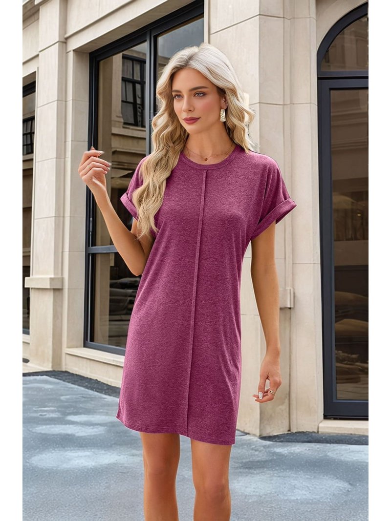 wine red casual dress Women'S Elegant Mesh Mini Dress Crew Neck Long Sleeve Button Down Casual Business Short Party Dress Black XL
