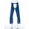 thumbnail image 3 of Miaeowve Pantalon Chaps de Moto Cowboy pour Hommes à Franges avec Boucles Ajustables Pantalon Chaps Costume Hippie Bleu TG, 3 of 7
